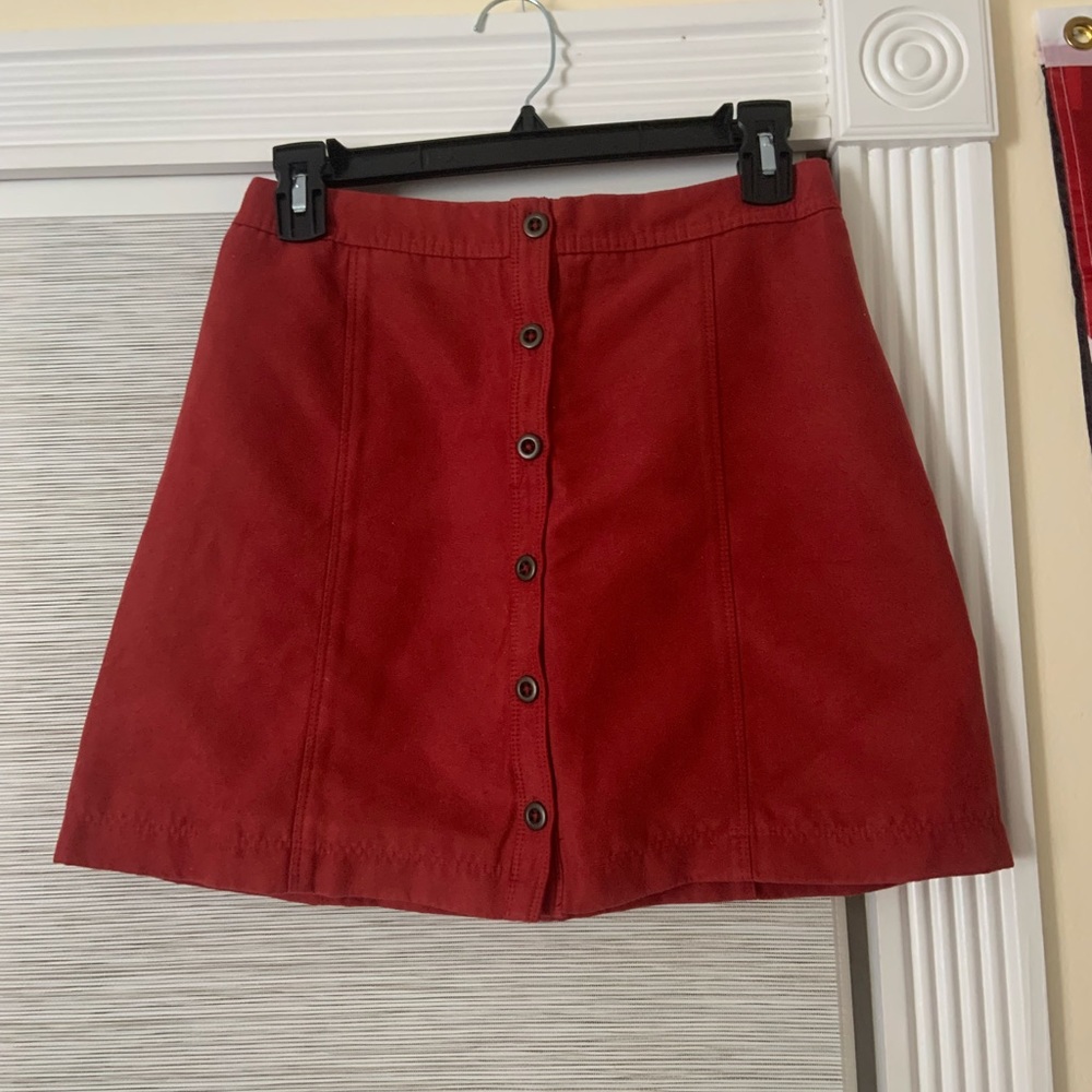 Hollister Skirt red suede button down size 1